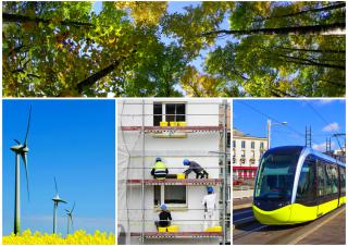 foret, éoliennes, rénovation énergétique et tramway