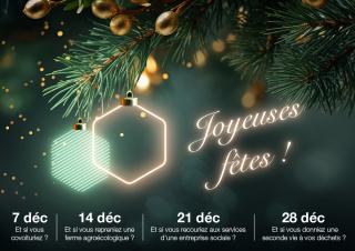 image festive d'une branche de sapin avec des boules de Noël en forme d'hexagones