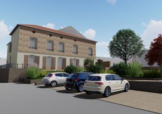 Vue d'architecte d'une grande maison de village rénovée