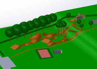Vue paysagère d'un circuit de cross sur un terrain valonné