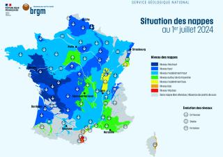 carte de situation des nappes au 1er juillet 2024