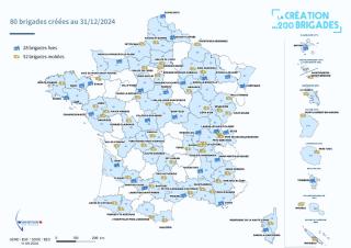 carte des brigades créées au 31 décembre 2024 