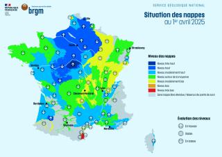 Carte de situation des nappes au 1er avril