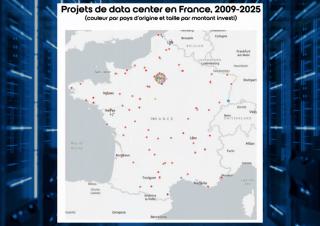 carte des projets de data center en France entre 2009 et 2025 