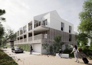 Vue d'architecte d'un bâtiment d'habitation neuf