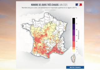 carte des jours très chauds en juin 2025 