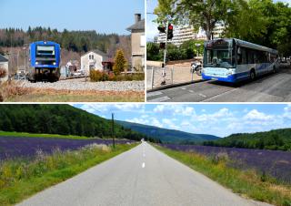 un ter , un bus et une route 