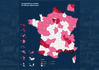 cartographie du nombre de faits par département