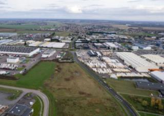 Vue du ciel d'une zone commerciale