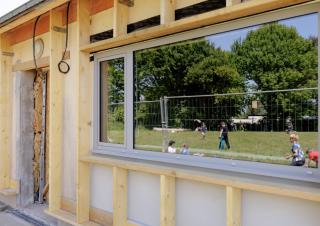 chantier rénovation de l'école de Louargat dans les Côtes-d'Armor