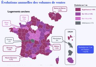 carte évolution annuelles du volume de ventes