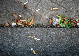 mégots sur le trottoir 