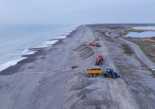 Réparation de la digue à Cayeux-sur-Mer début février 