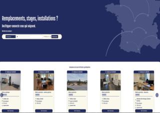 Capture d'écran surlaquelle on peut lire "remplacements, stages, installations?" avec des vignettes type petites annonces