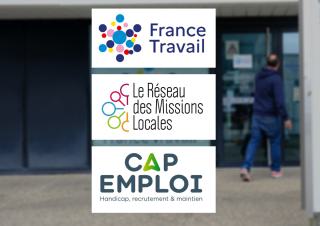 logos France travail, mission locale et cap emploi 