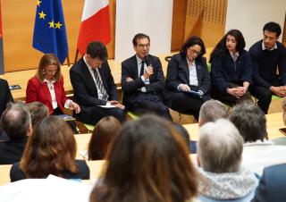 Philippe Baptiste, Jean-Pierre Farandou et Marina Ferrari à l’Université Paris-Est Créteil 