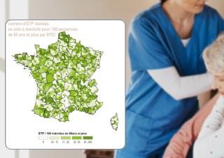 carte nationale du nombre d’ETP réalisés en aide à domicile pour 100 personnes de 80 ans et plus par EPCI