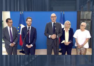 Jean-Pierre Farandou,  David Amiel, Roland Lescure, Stéphanie Rist et Françoise Gatel 