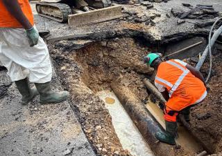 réparation sur une canalisation d'au 