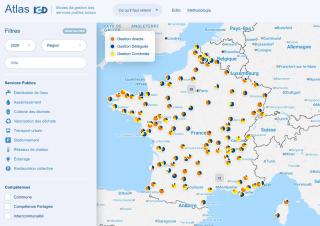 Carte: Choix du mode de gestion - directe, déléguée ou combinée - selon les exécutifs intercommunaux Choix du mode de gestion - directe, déléguée ou combinée - selon les exécutifs intercommunaux 
