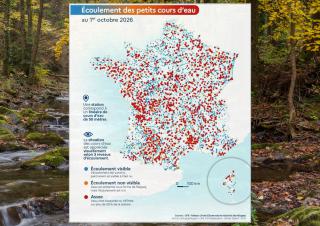 carte:  Situation de l'écoulement des petits cours d'eau au 1er octobre 2026
