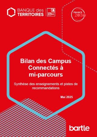 Couverture de la synthèse "Bilan des Campus connectés à mi-parcours"