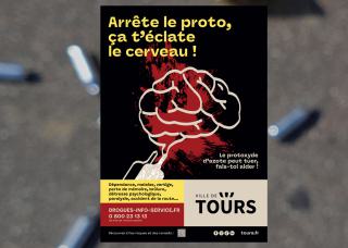 affiche de sensibilistaion sur les dangers du protoxyde d'azote